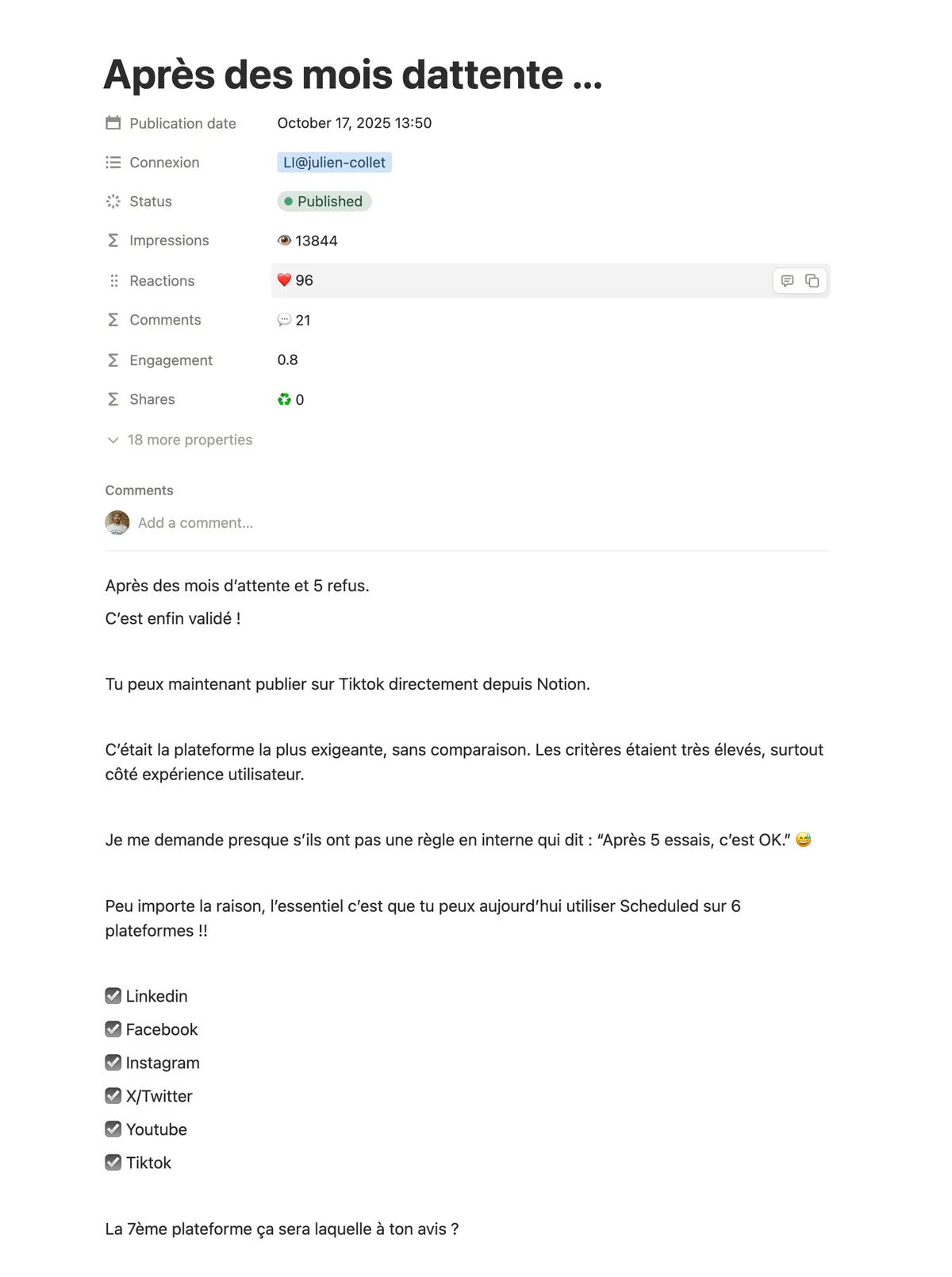 Complete post backup