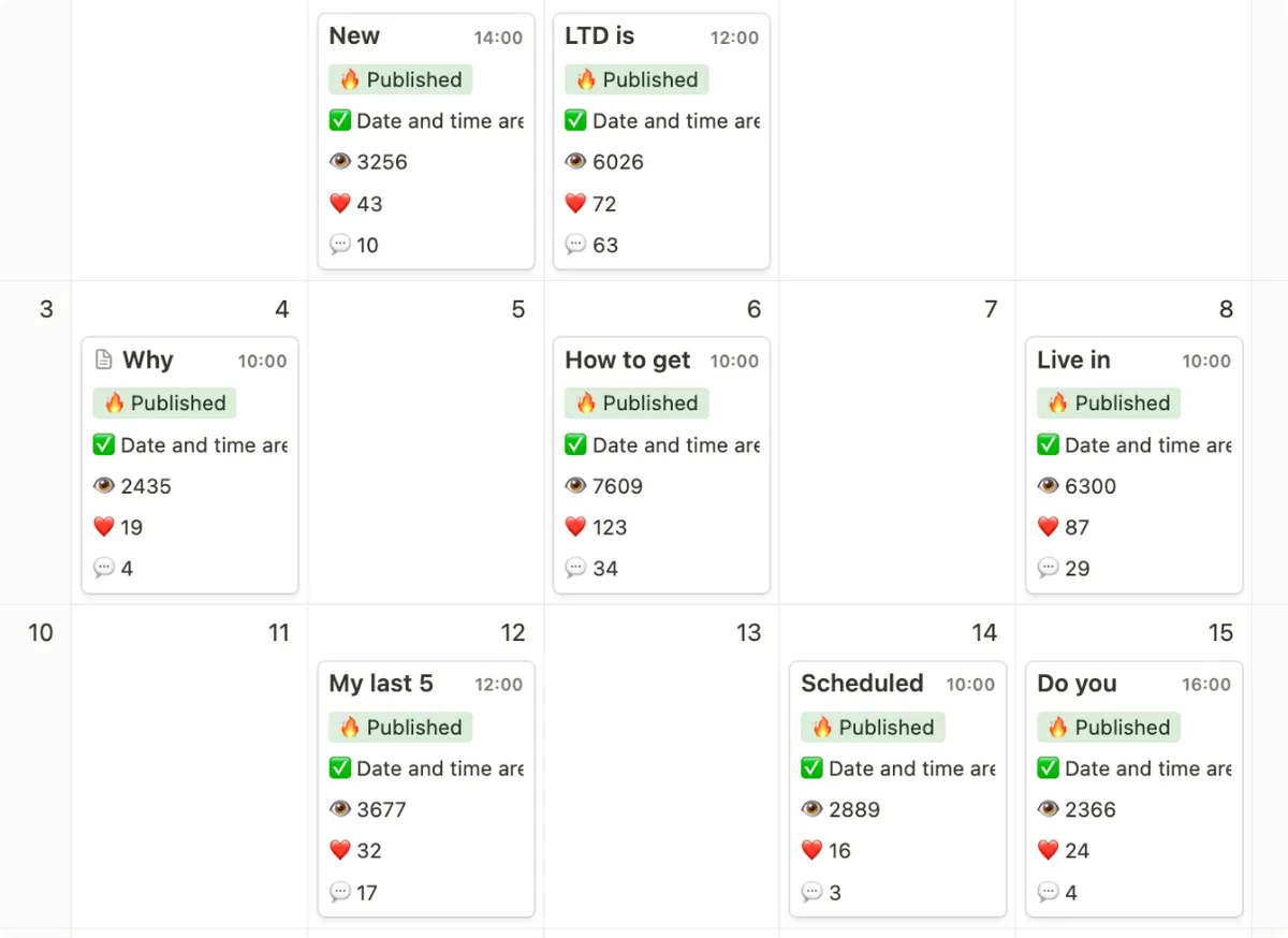 Scheduled dashboard: publishing calendar from Notion