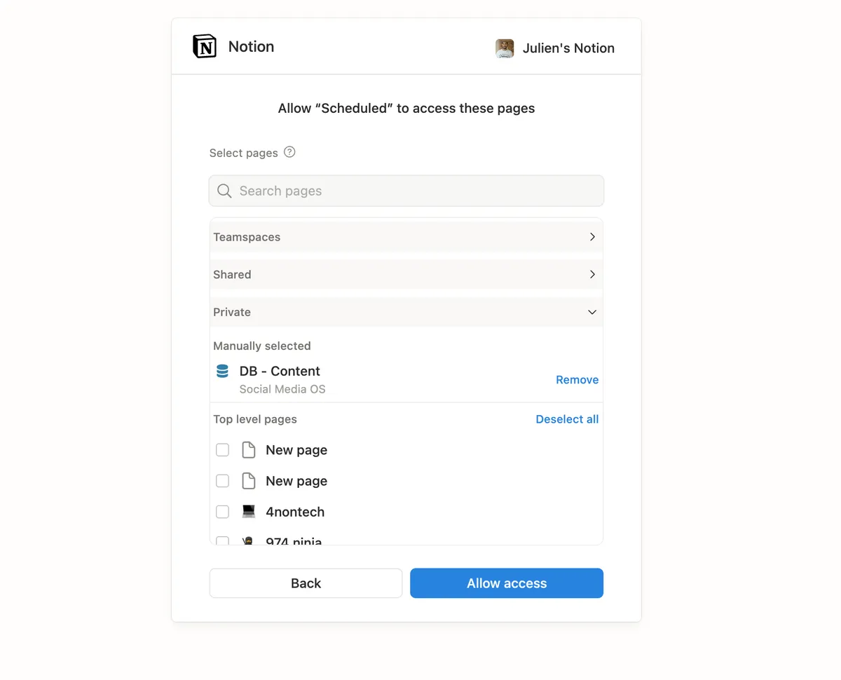 Notion OAuth authorization for Scheduled