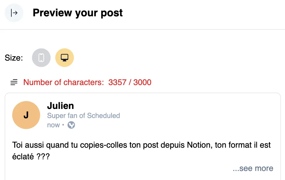 Compteur de caractères en temps réel pour les posts depuis Notion