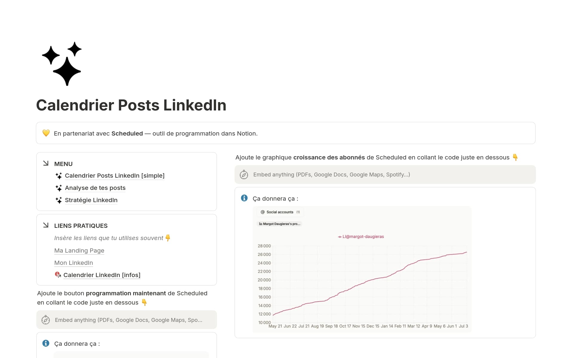 LinkedIn Content Planner Notion template - calendar and board views